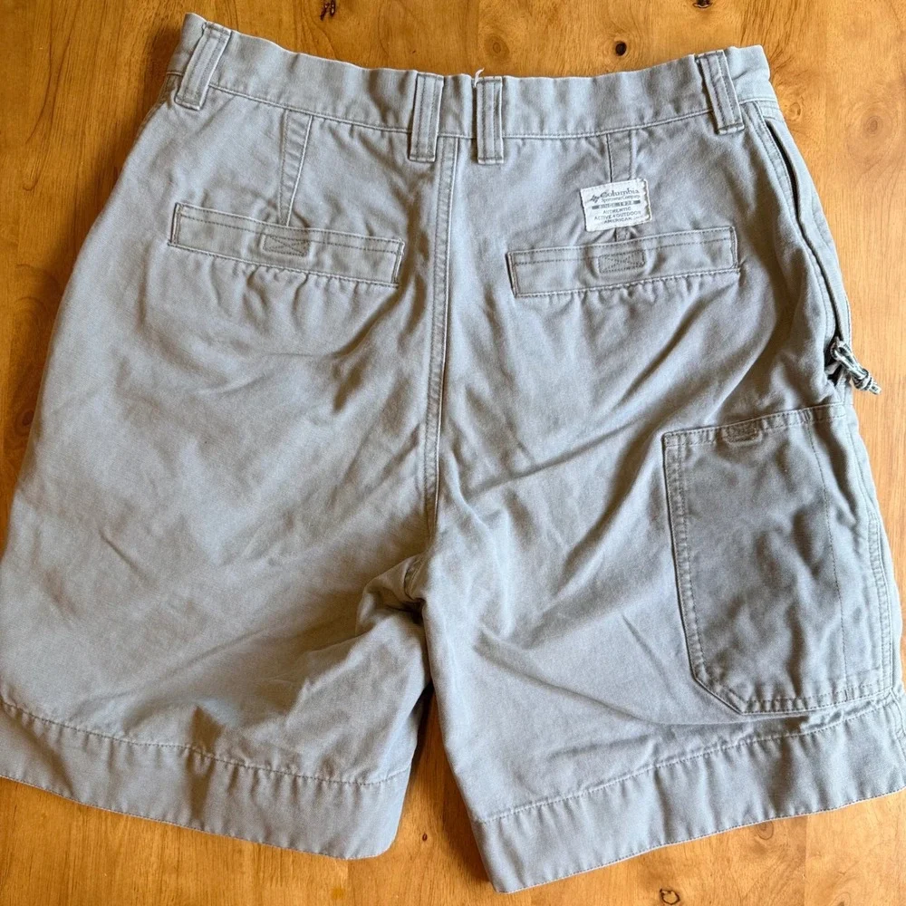 Columbia Sportswear Mens 30 Tan Khaki  Canvas Cargo Shorts AM4194 8in Inseam